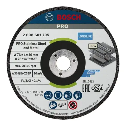 Брусен диск за инокс Bosch PRO 76×4 mm, Диск за брусење