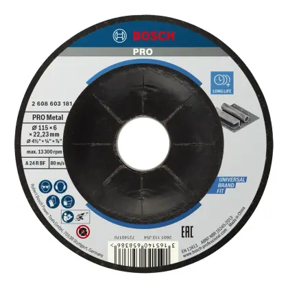 Брусен диск за метал Bosch PRO 115×6 mm, Диск за брусење