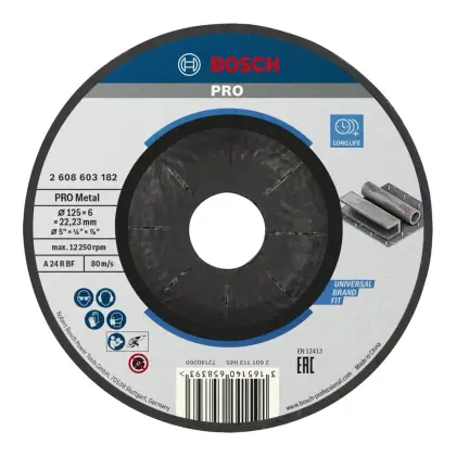 Брусен диск за метал Bosch PRO 125×6 mm, Диск за брусење