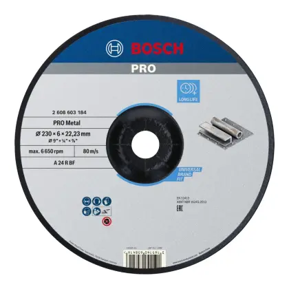 Брусен диск за метал Bosch PRO 230×6 mm, Диск за брусење