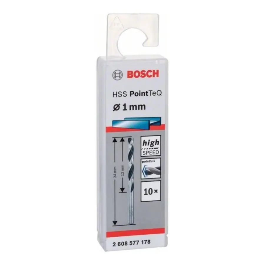 Бургија за метал Bosch HSS PointTeQ 1.0 mm - преден поглед - Centimetar
