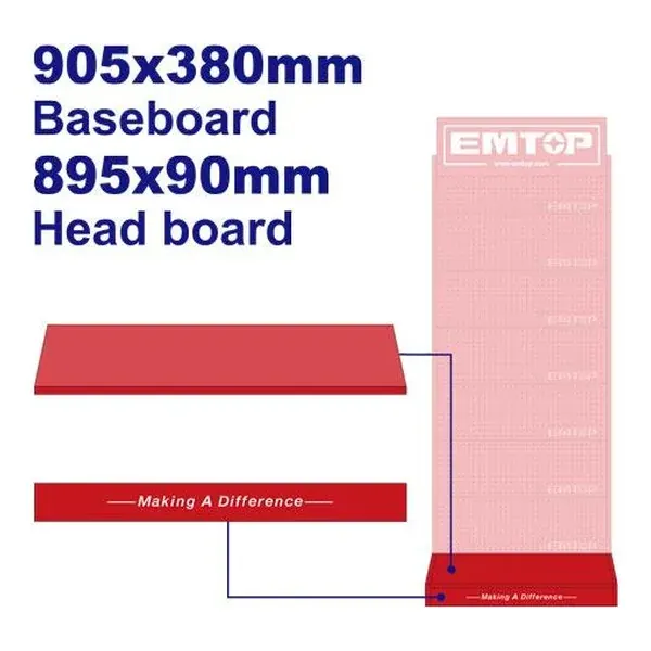Долна полица за голема сталажа Emtop EPMPSTD01 - преден поглед - Centimetar