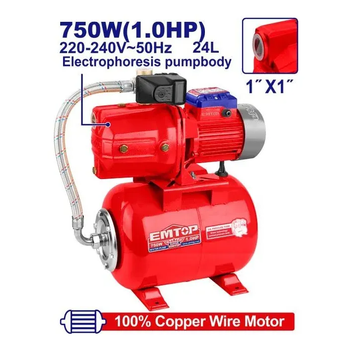 Хидрофор 750W Emtop EWPPJT07501 - преден поглед - Centimetar