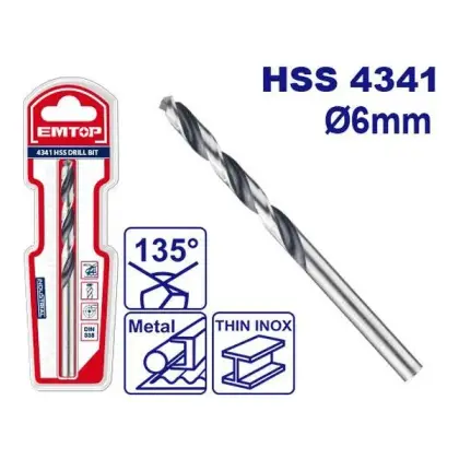 Puntë HSS për metal 6mm Emtop ETDB310602, Punto për metal