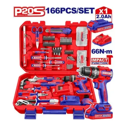 Комплет 166 парчиња алати Emtop EEDK16601