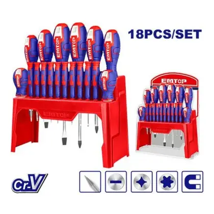 Комплет 18 одвртувачи Emtop ESST1802