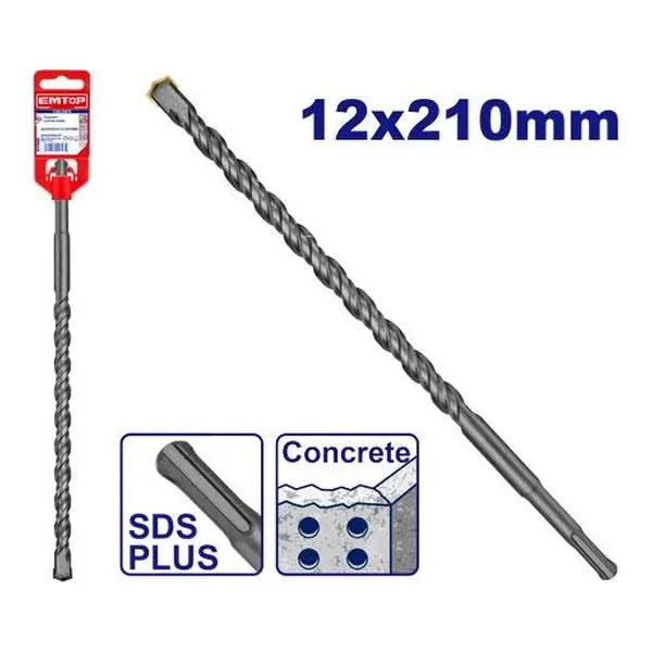 SDS-Plus бургија 12х210мм Emtop EHDR11203 - преден поглед - Centimetar