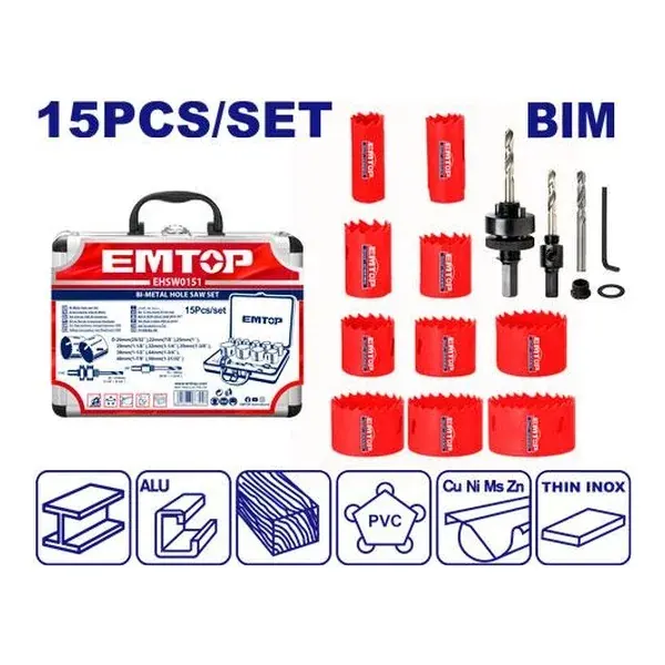 Сет од 15 круни за метал Emtop EHSW0151 - преден поглед - Centimetar