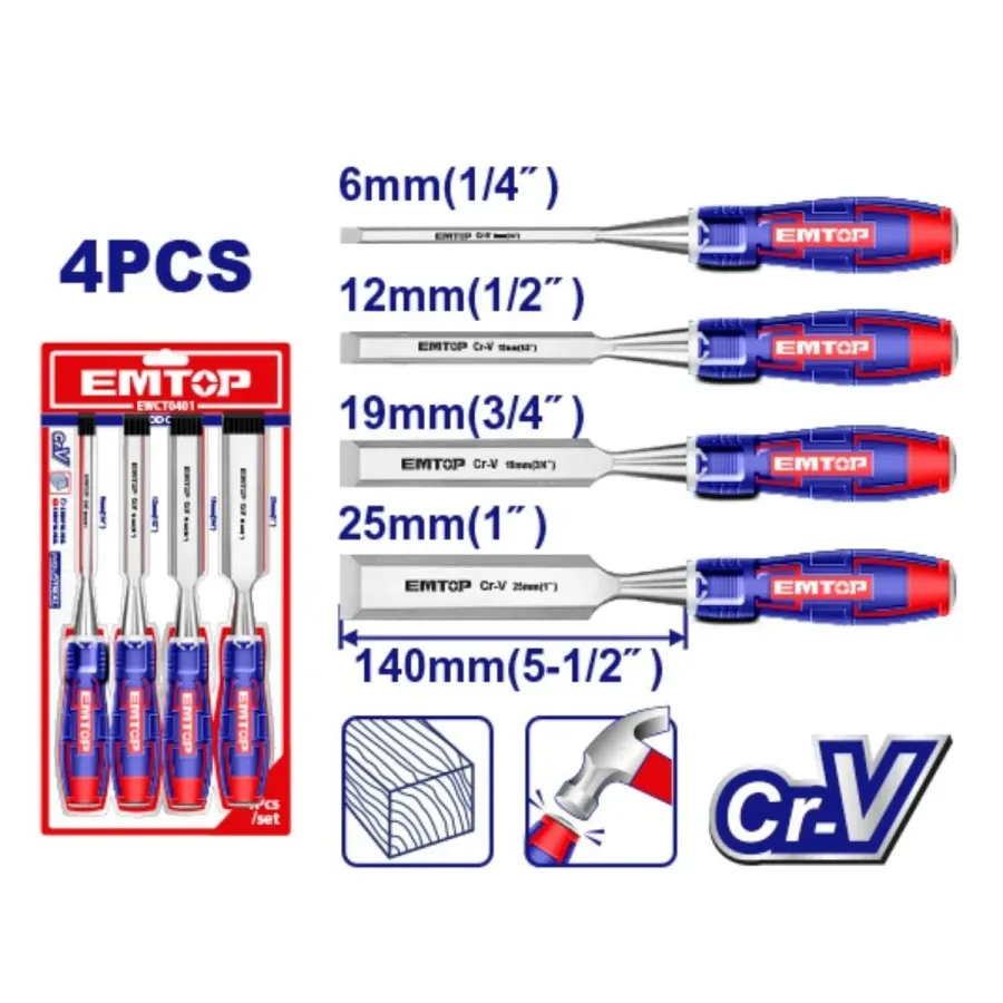 Сет од 4 турпии за дрво Emtop EWCT0401 - преден поглед - Centimetar