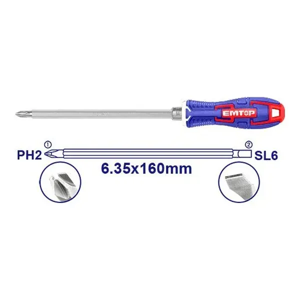 Штрафцигер 2во1 160мм Emtop ESDRH0202 - преден поглед - Centimetar