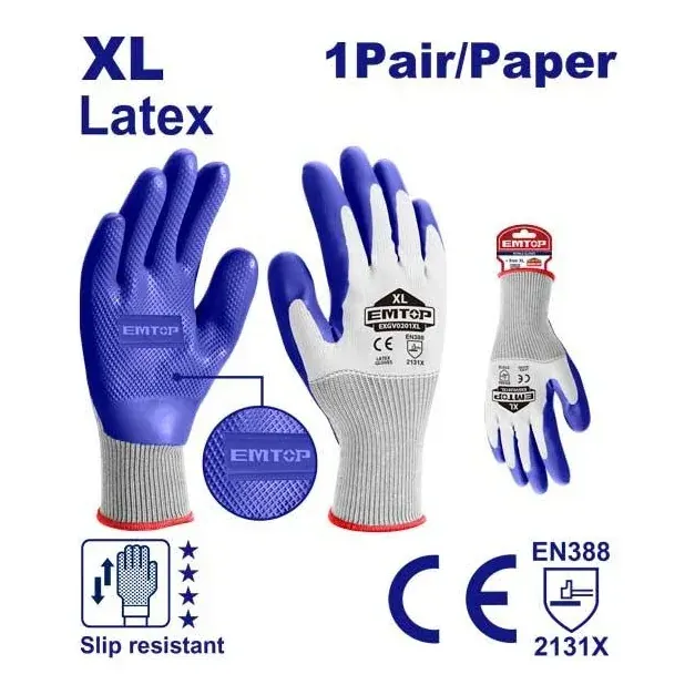 Заштитни ракавици латекс XL Emtop EXGV0201XL - преден поглед - Centimetar