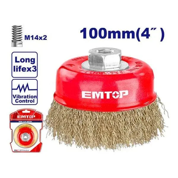 Жичана четка 100мм Emtop EWCB11005 - преден поглед - Centimetar